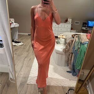 Orange silky dress